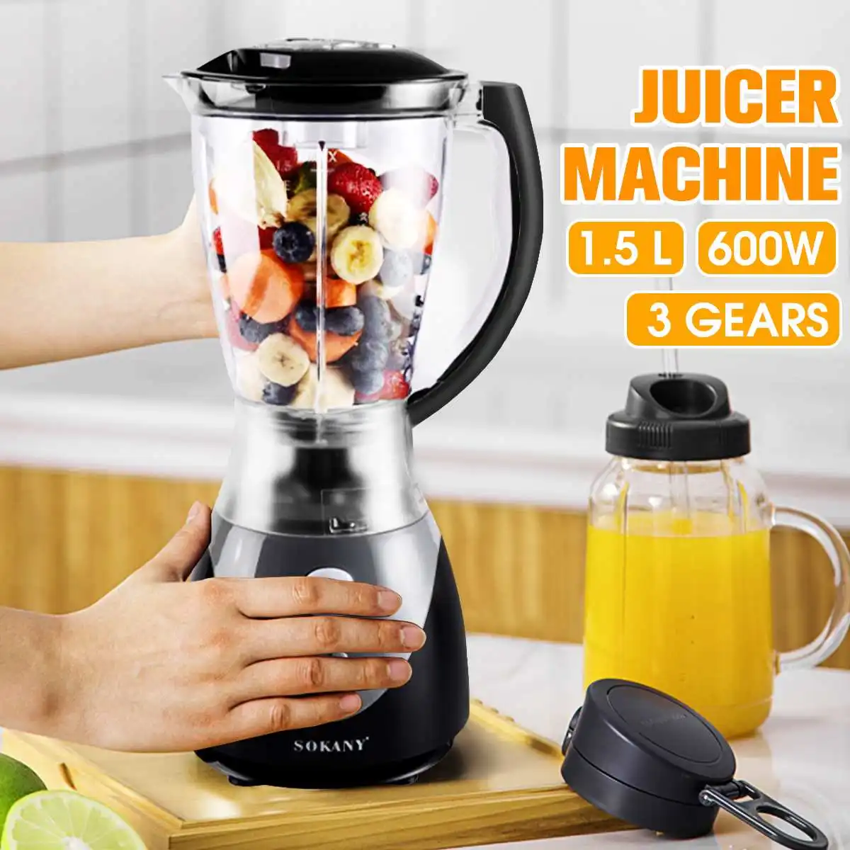 

Big Sales SOKANY 1.5L Personal Blender Mixer Juicer Fruit Food Processor 2 In 1 Professional Power Bean Coffee Grinder Juicer