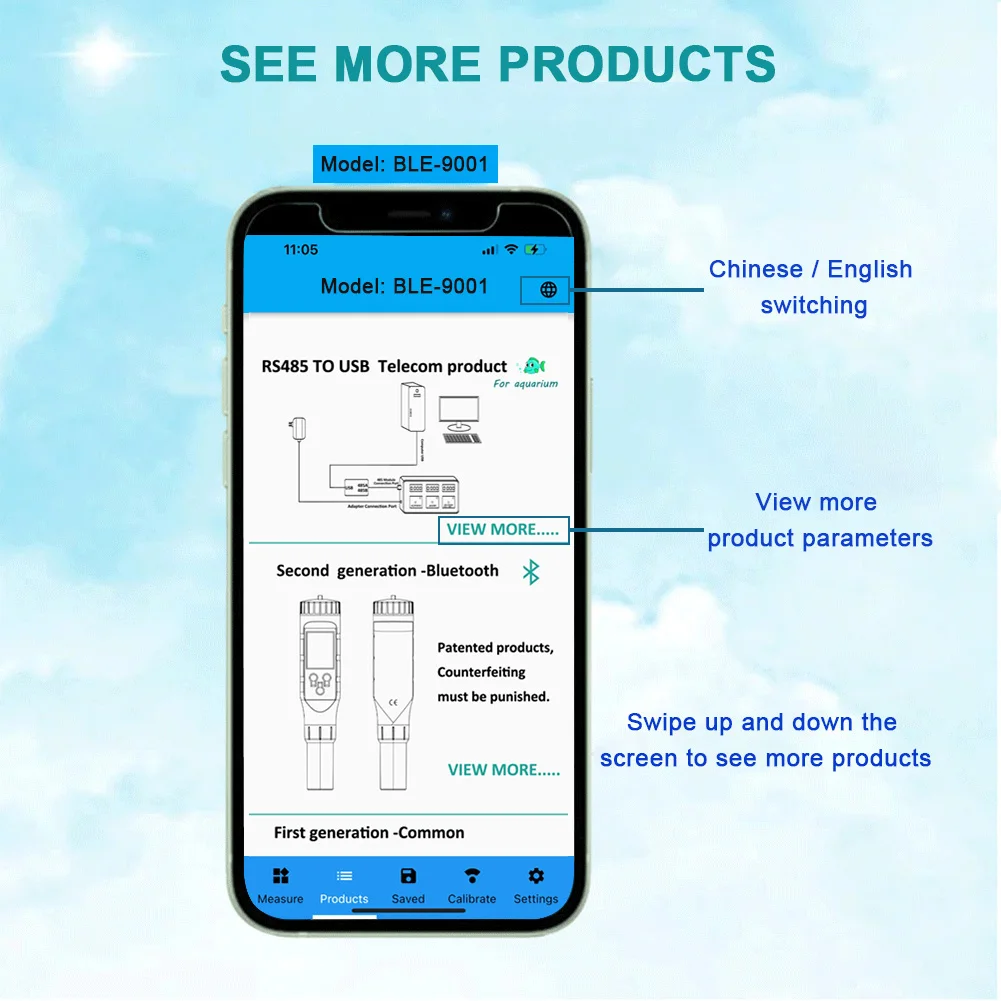 Yieryi Blue Tooth-compatible ORP Meter Mobile APP Online Oxidation Reduction Potential Water Quality Tester ATC -999mV~+999mV |