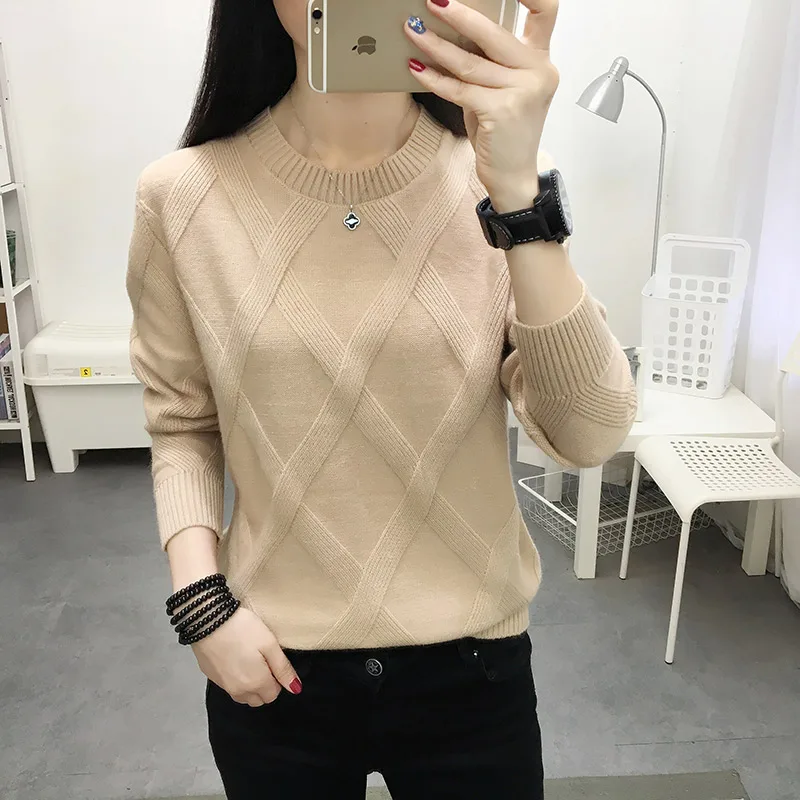 

the new round collar turtleneck sweater female a loose diamond base coat brim autumn outfit brief paragraph sweater