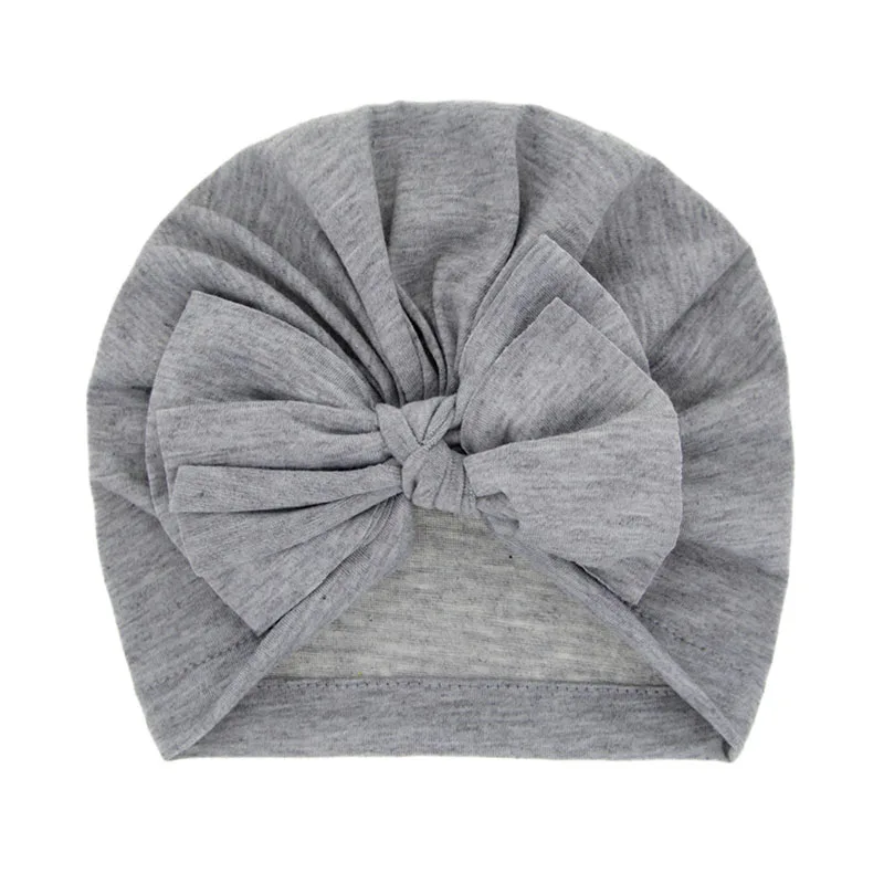 Осень Зима Детские Beanie Хлопок Дети Тюрбан Hat Сплошной цвет Большой Bowknot Cap|Шапки