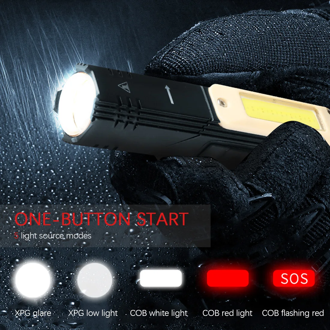

8000LM Dual Fuel Waterproof Tactical Flashlight Super Bright 5 Modes 90 Degree Twist Rotary Clip Rechargeable LED Torch Outdoor