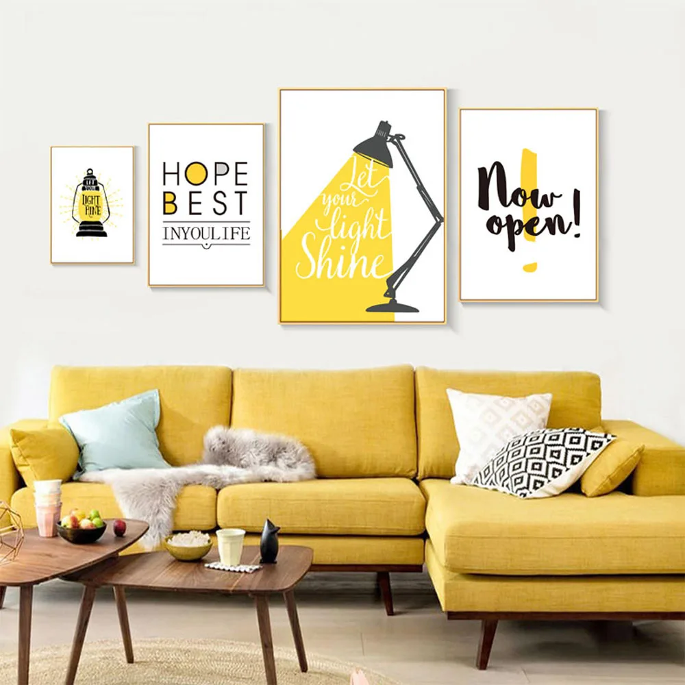 

Inspiring Quote Animal Wall Art Yellow And White Zebra Canvas Art Painting Picture Nordic Style Kids Decoration Picture
