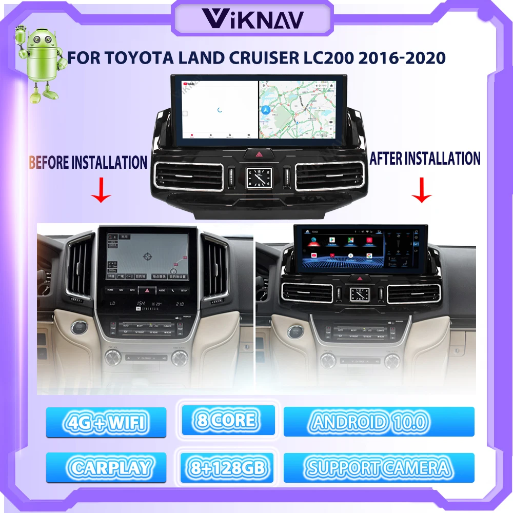 

12.3 Inch Anti-Glare Android Car Radio For TOYOTA LAND CRUISER LC200 2016-2020 GPS Navigation DVD Multimedia Player Head Unit