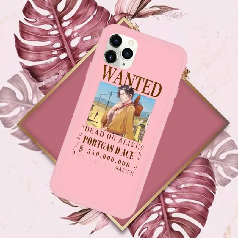 

One Piece Luffy Phone Case Pink Candy Color for iPhone 11 12 mini pro XS MAX 8 7 6 6S Plus X SE 2020 XR