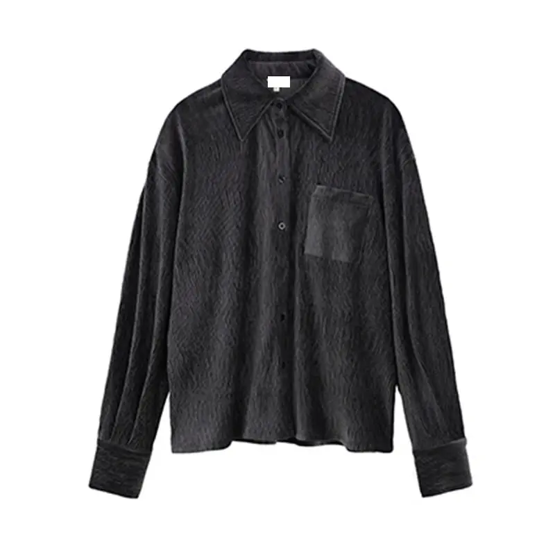 

XITAO Patchwork Button Pocket Solid Shirt Women 2021 Spring Casual Fashion New Style Temperament All Match Women Clothes WLD6017