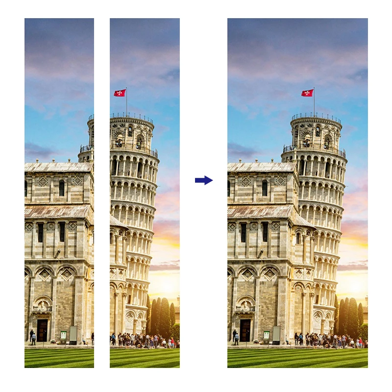 80x200cm Leaning Tower of Pisa Door Stickers For Living Room Bedroom Self-adhesive Wall Murals Removable Wallpaper Home Decor