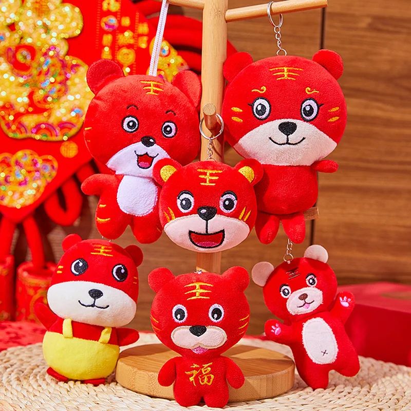 

Stuffed Toy Red Tiger Mascot 2022 New Year Plush Doll Tiger Plush Pendant Gifts Lovely Year Of The Tiger Mascot Plush Pendant