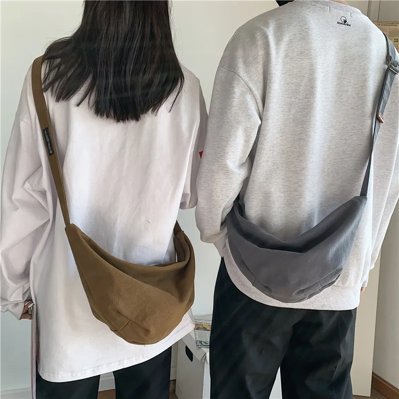 

Women's Korean-Style Ins Messenger Bag Casual Canvas Bag Students Hong Kong Style Mori Style Solid Color Single-Shoulder Bag