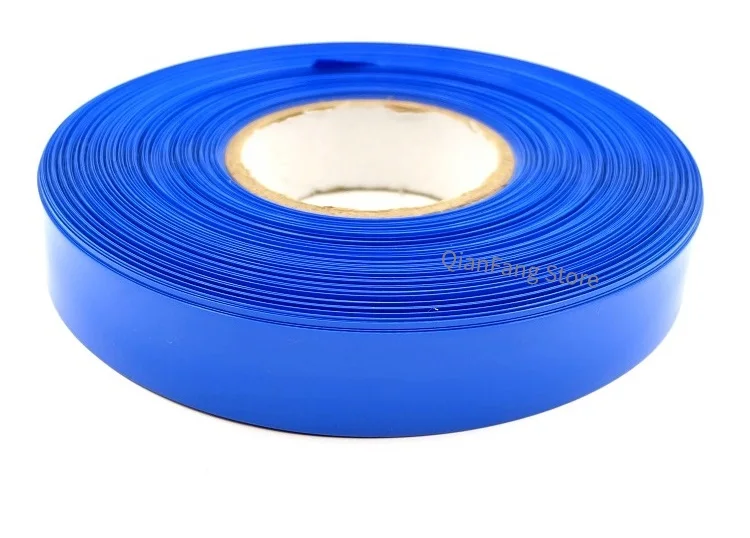 Термоусадочная трубка из ПВХ ширина 56 мм синяя многоцветная усадочная для кабеля