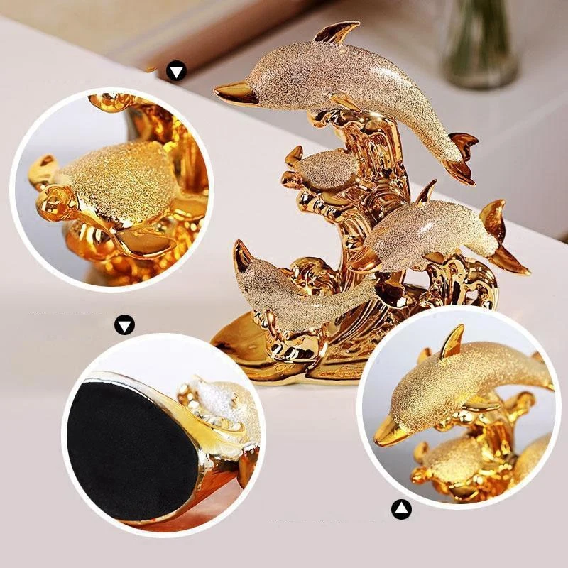 

European Wedding Decor Crafts Ceramic Creative Room Decoration Handicraft Gold Animal Porcelain Figurines Decorations