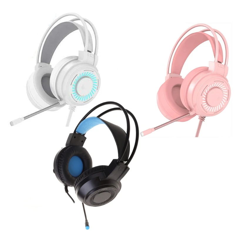 

Gaming Headset 3.5mm Stereo Wired Over-Head Gaming Headphone with RGB Rainbow headset