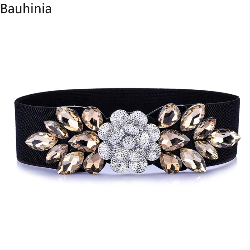 

Bauhinia 2021 New 60cm 70cm 77cm Ladies Girdle Fashion Retro Anti-crystal Decoration Dress Elastic Wide Belt