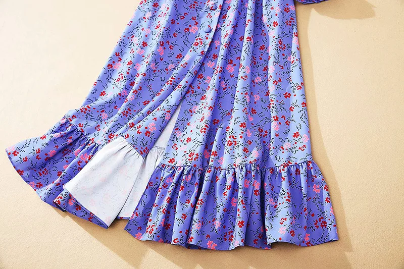 

Women Dress 2020 Spring and Summer New Dress Fashion V-neck Ruffled Floral Midi Dress