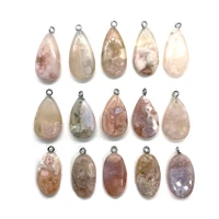 1 pcs natural stone necklace pendant oval drop shape agate pendant for diy necklace earrings making vintage jewelry accessories