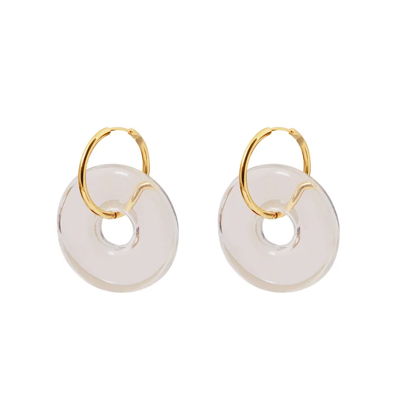

New European and American geometric hollow circular diamond asymmetric earrings, female, exaggeration, personality