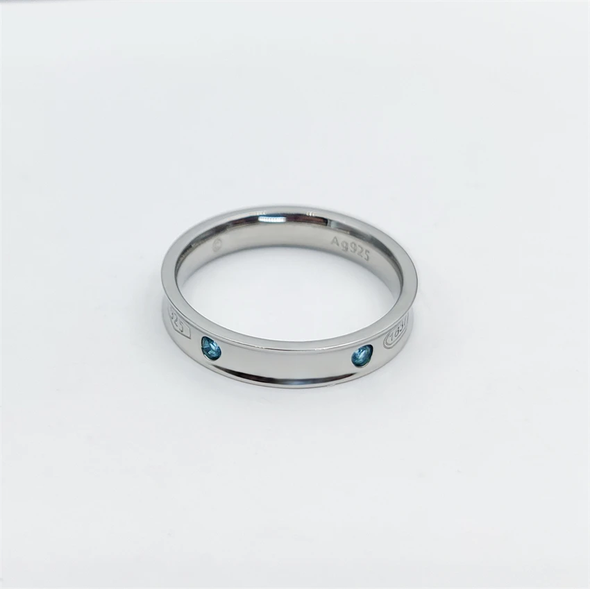 

1:1 925 Sterling Silver 1837 Female Ring Classic Blue Zircon Inlaid Ring For Women Ladies Party Luxury Brand Jewelry Gifts