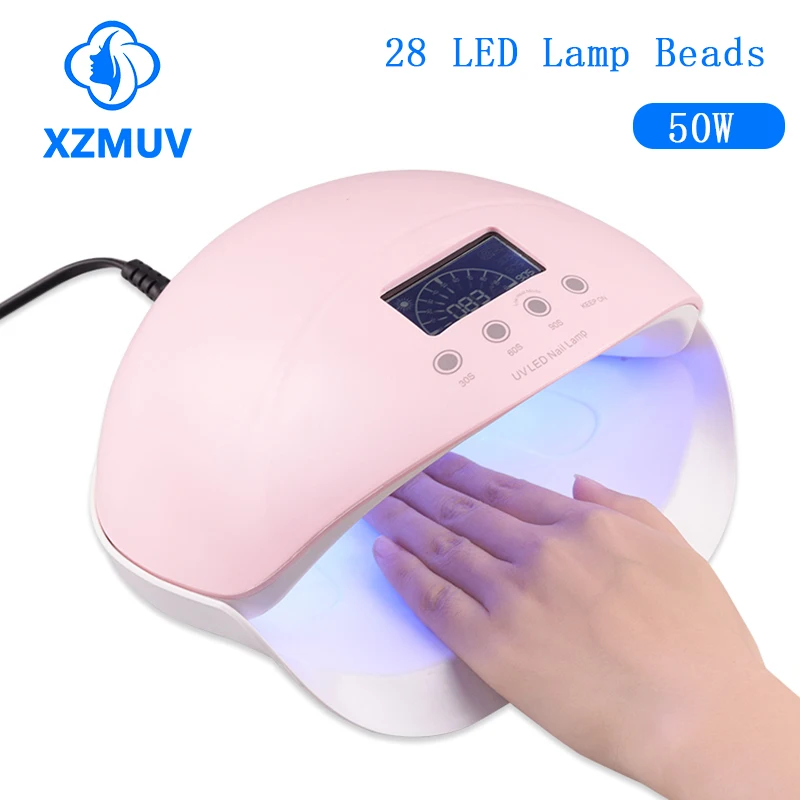 

50 Вт XZM по УФ светодиодная лампа для сушки ногтей для всех гелей 28 светодиодов сушилка лампа для сушки ногтей светильник таймер 30/60/90s для лак...