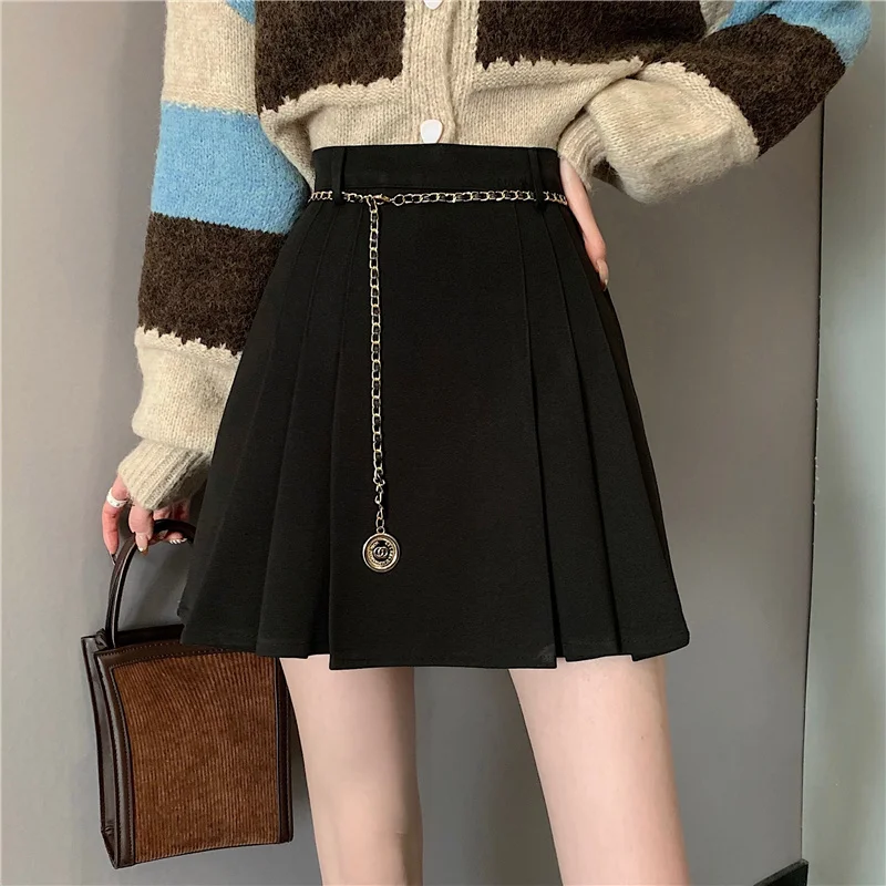 Коричневая Женская осенне-зимняя маленькая плиссированная юбка новый дизайн 2021