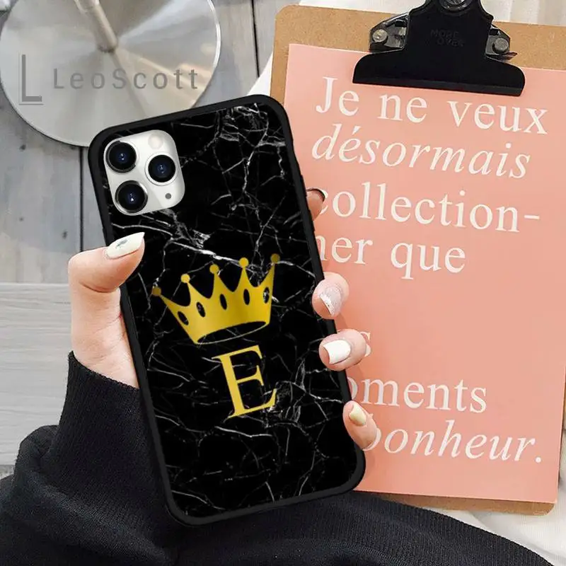 

Letter Monogram Gold Marble Phone Case for iPhone 11 12 mini pro XS MAX 8 7 6 6S Plus X 5S SE 2020 XR