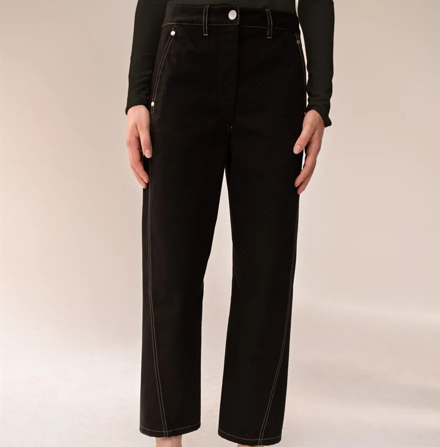 100% хлопковые стильные женские джинсы с карманами длинные брюки осенне зимние