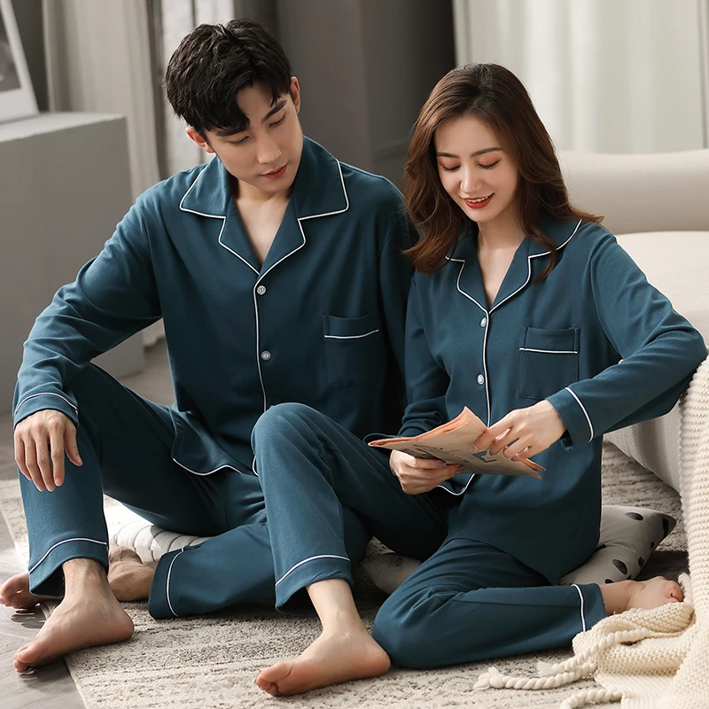 

Winter 100% Cotton Couple Pajamas Men and Women for Lovers PJ Couple Clothes Sleepwears Cotton Nightwear Homewear Couple Pijamas