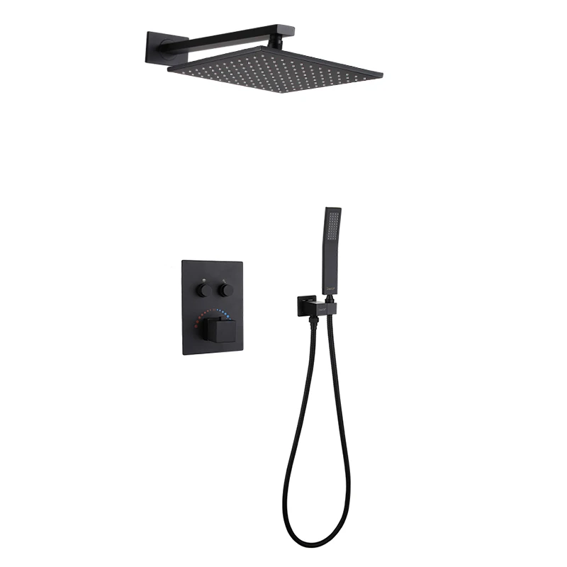 Новая кнопка латунный набор для душа ванной комнаты матовый черный дождевой