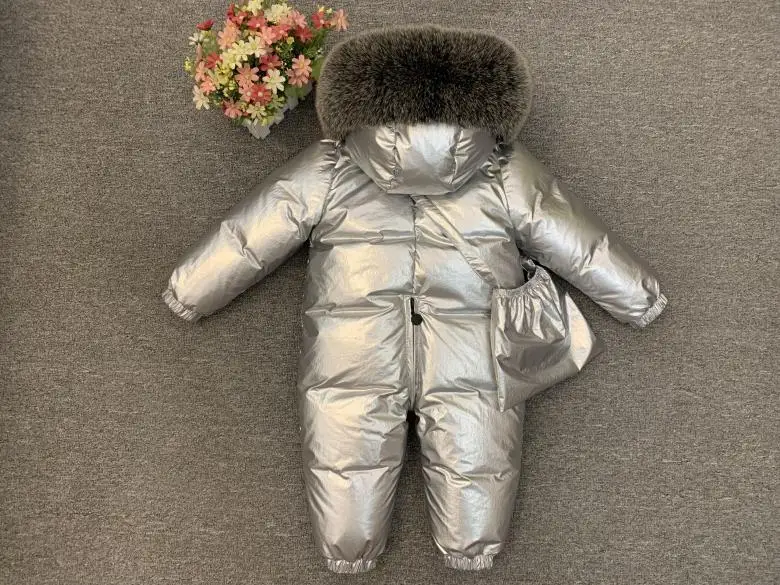 Зимние Пуховые Комбинезоны для маленьких мальчиков и девочек, комбинезон с плюшевой подкладкой для детей, утепленная теплая верхняя одежда, пальто, парки для малышей, зимний комбинезон, размер-30 градусов