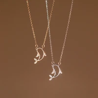 bsc2 real 925 sterling silver hollow dolphin pendant necklaces dainty jewelry for women girls