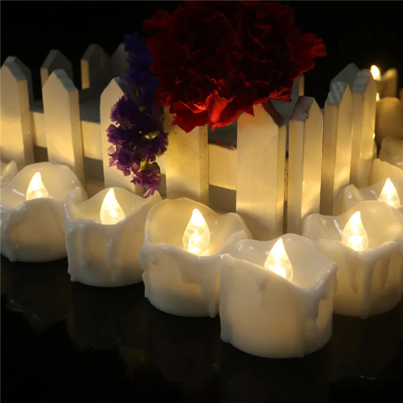 

Pack of 6 Flameless led candles,Warm white Light Flash Electronic Flameless Tealights Urodziny,Battery Operated Wedding candles