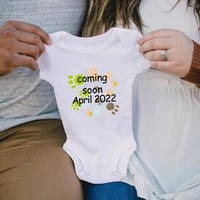 baby coming soon april 2022 bodysuit for newborns baby announcement pregnancy girl baby bodysuits boy rompers clothes roupa bebe