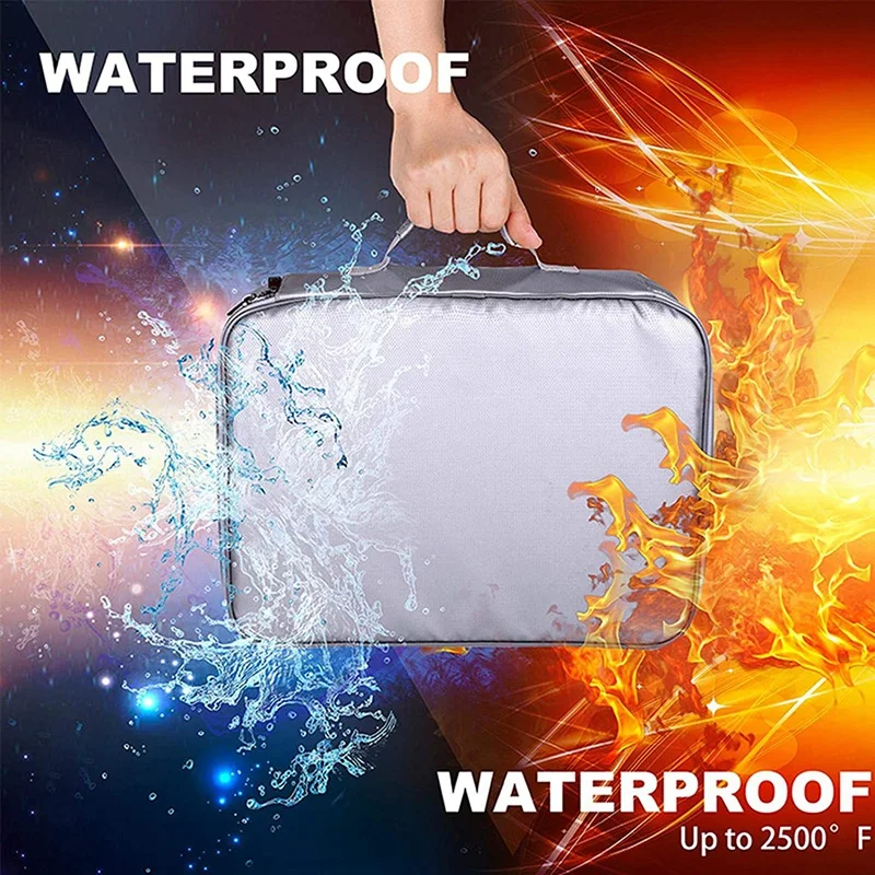 

AU42 -Fireproof Waterproof Document Bag, 4-Layer Storage Bag Set with Code Lock, for A4 / A5 Files Passport