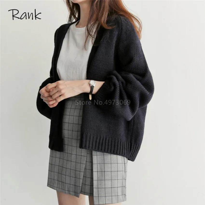 

Cardigan Sweater Retro Elegant Intellectual Women's Solid Color Autumn Warm Jacket Elastic Loose Casual Kawaii Daily Clothing