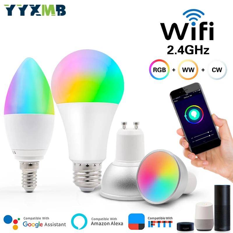 Умный светодиодный светильник YYXMB tuya WiFi 5 Вт 7 9 E14 E27 GU10 GU5.3 MR16|Светодиодные лампы и