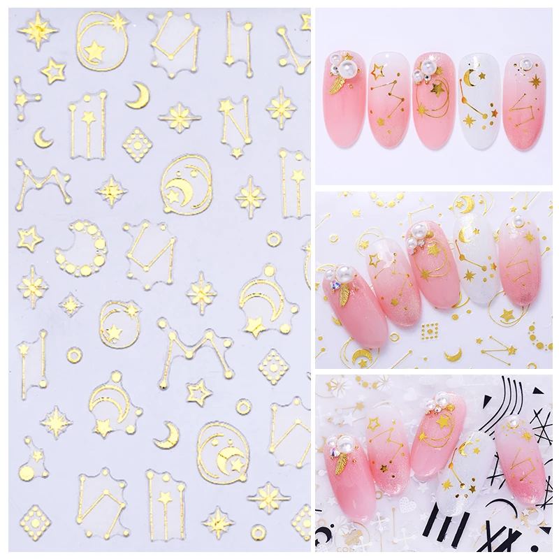 1 лист Сердце Луна звезда образец стикеры 3D на ногти Nail Art клейкий трансферный