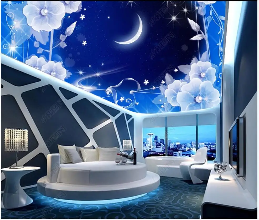 

Custom photo wallpaper 3d ceiling murals wallpaper Fantasy starry sky moon living room zenith mural ceiling fresco wall papers