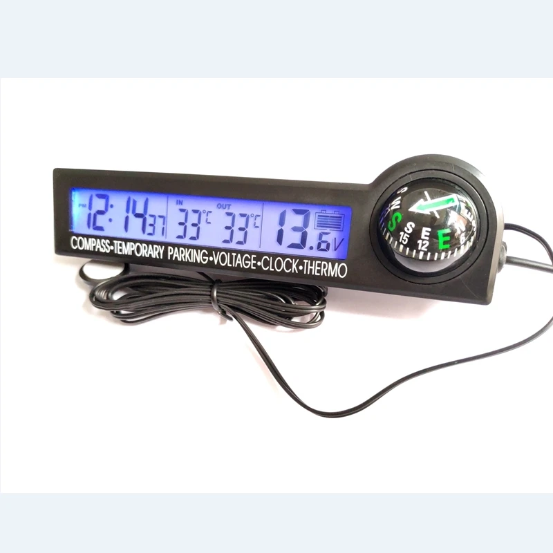 Автомобильные цифровые часы-термометр 12 В измеритель напряжения ЖК-дисплей