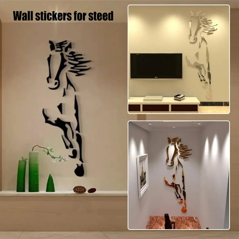 

HOT 3D Wall Stickers Hollow Black/Golden/Silver Horse Wall Stickers DIY Art Home Decor Wall Decals Wedding Decoration For Office