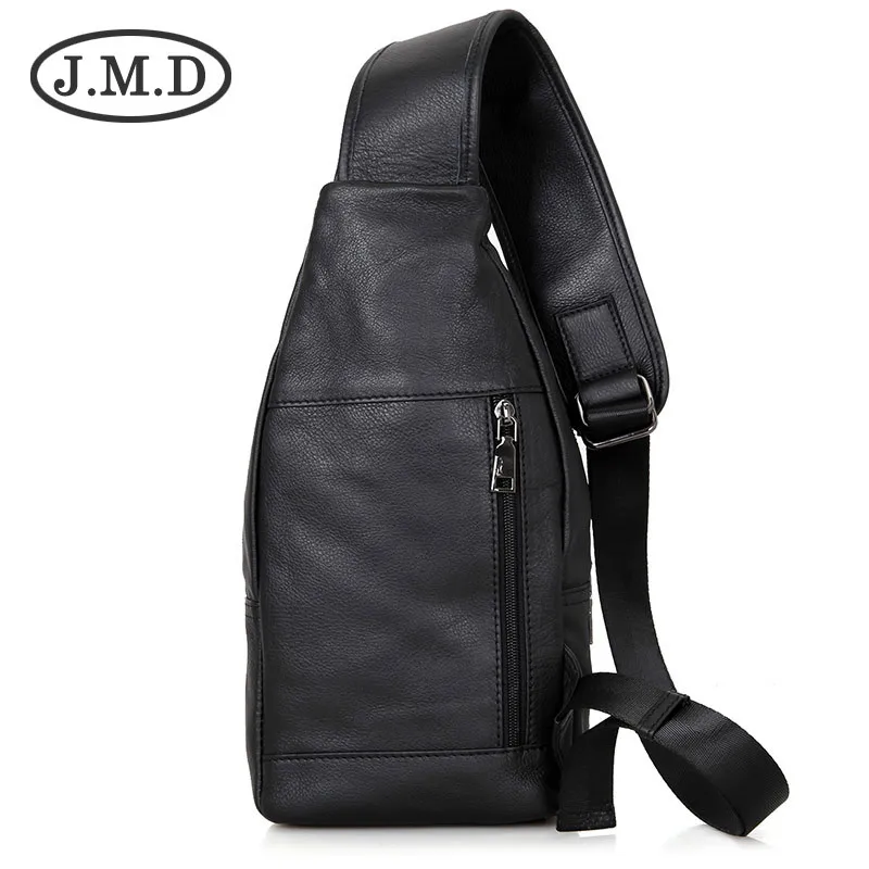 J.M.D Мужская нагрудная сумка из коровьей кожи черная слинг для мальчиков