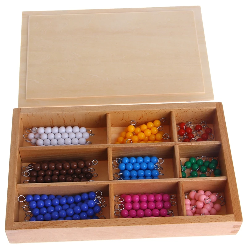 

Montessori Mathematics Material 1-9 Beads Bar in Wooden Box Early Preschool Toy Y4UD