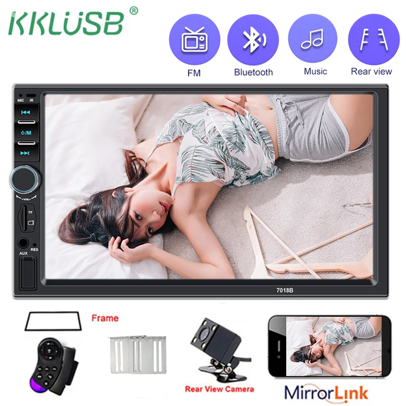 Autoradio 2 din Cassette Recorder Car Radio HD 7" 7018B Touch Screen Audio Bluetooth Rear View Camera MP5 Multimidia Player |