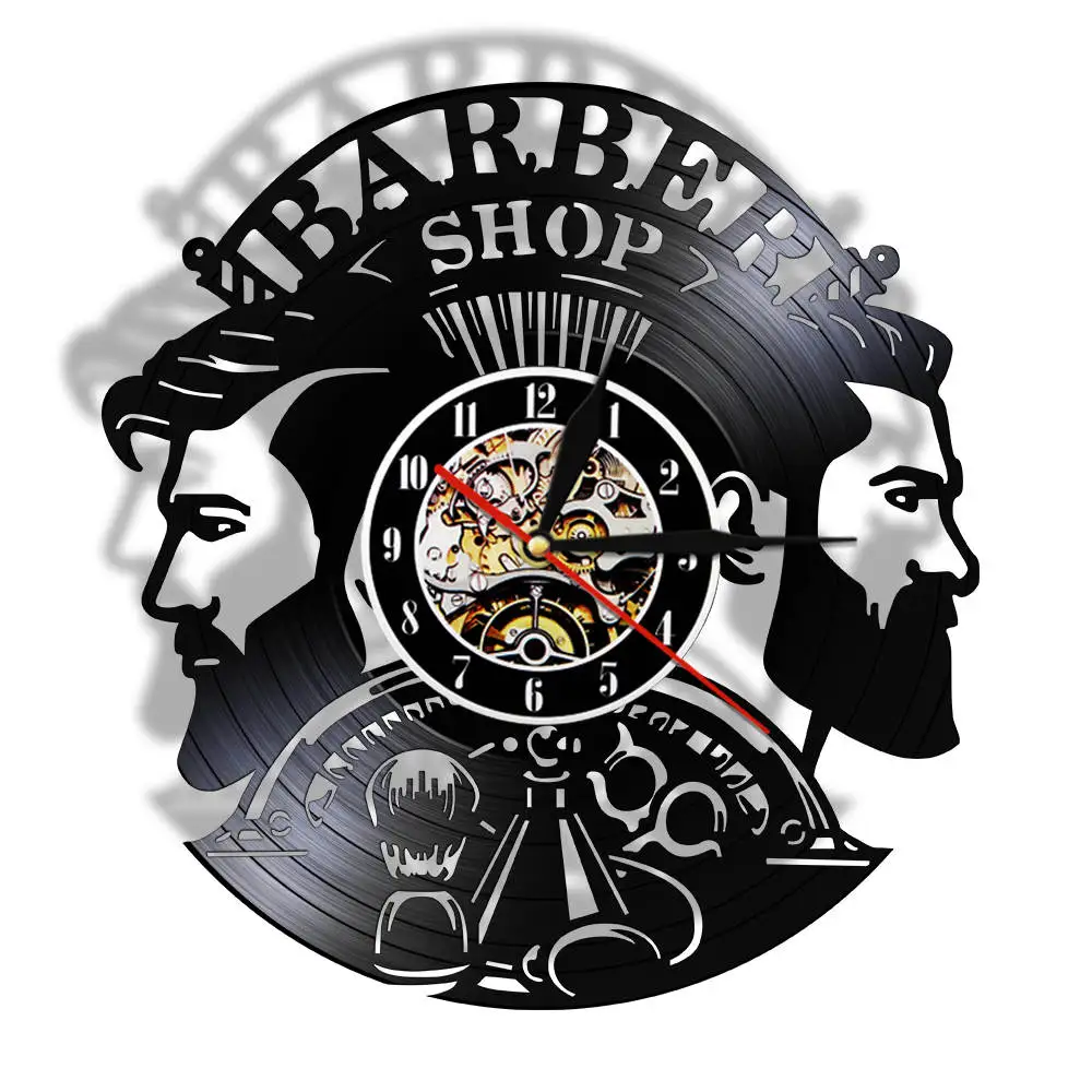 Настенные кварцевые часы для парикмахера мужская виниловая прическа с пластиной