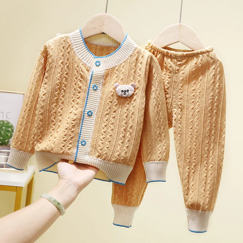 

Winter Baby Boys Girls Newborn Knitted Sweaters Sets Christmas Outfit Baby Boys Plus Velvet Thick Sets Toddler Warm Pajamas Suit