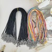 fast ship wholesale 2mm black mix colour wax leather cord necklace rope 45cm chain lobster clasp diy jewelry accessories 100pcs