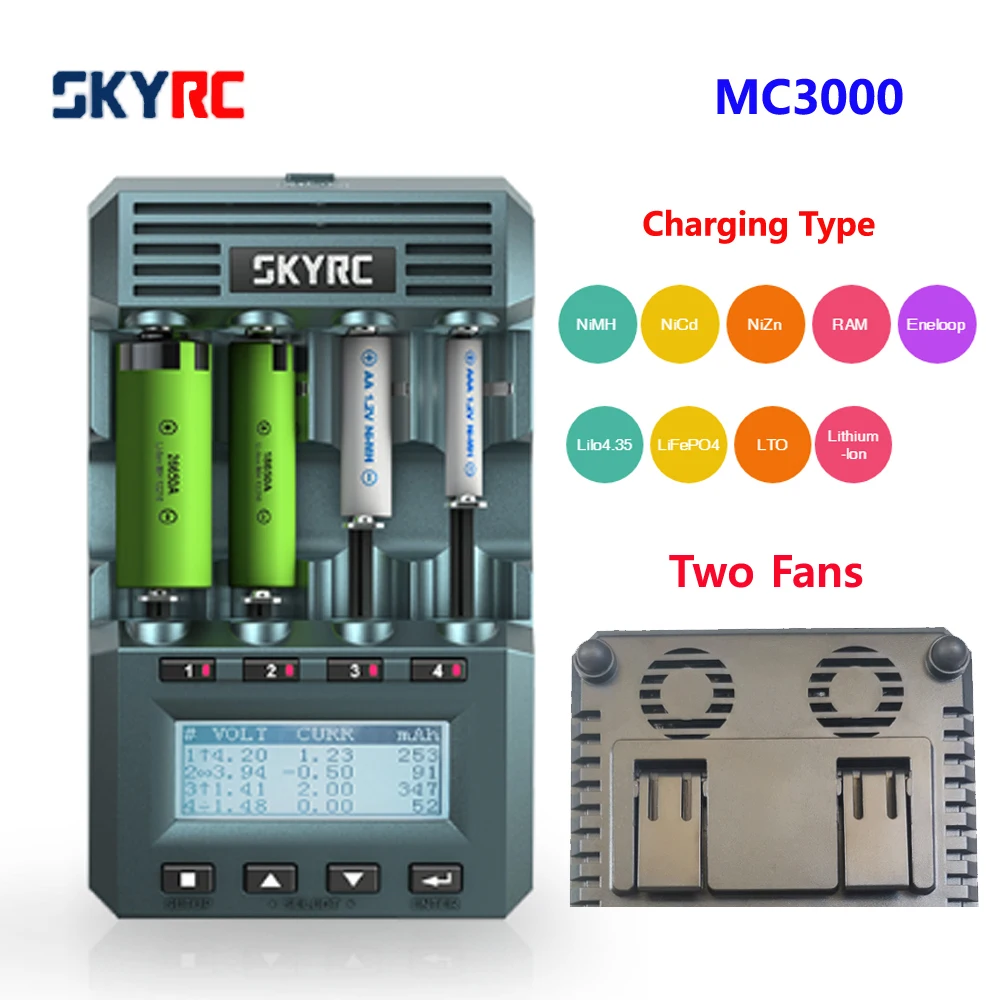 

Original SKYRC MC3000 Battery Charger BT Smart APP PC Control Multi-chemistry Universal LED Screen NiMH NiCd Li-ion LiFePO4 AAA
