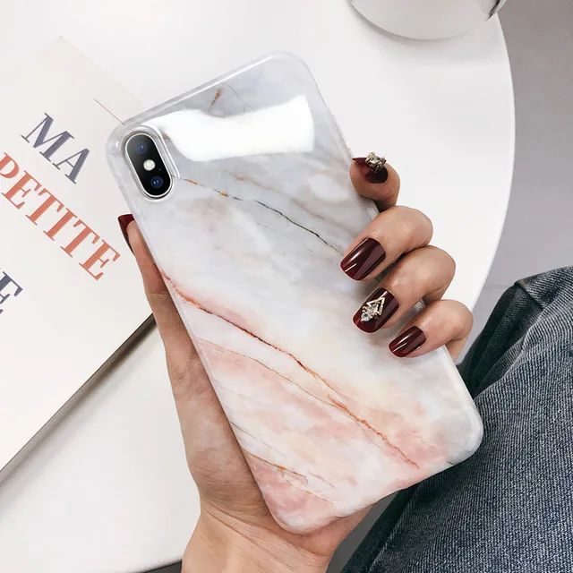 AC8060 Чехлы для телефонов Lovebay с геометрическим мрамором и текстурой для iPhone 11 Pro XR XS Max 7 8 Plus X Мягкая IMD чистая Гальваническая задняя крышка в подарок - Цвет: AC8060