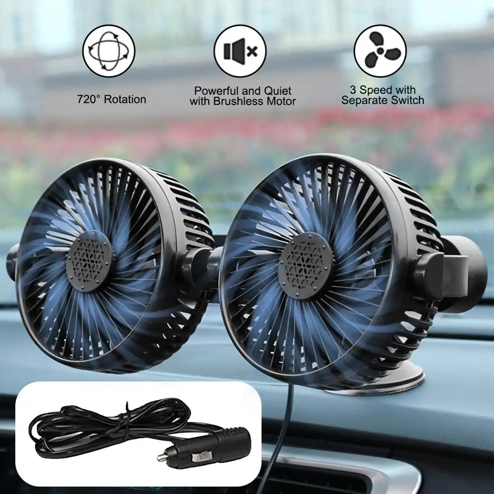 12V/24V 360 градусов мини Электрический автомобильный вентилятор с низким уровнем