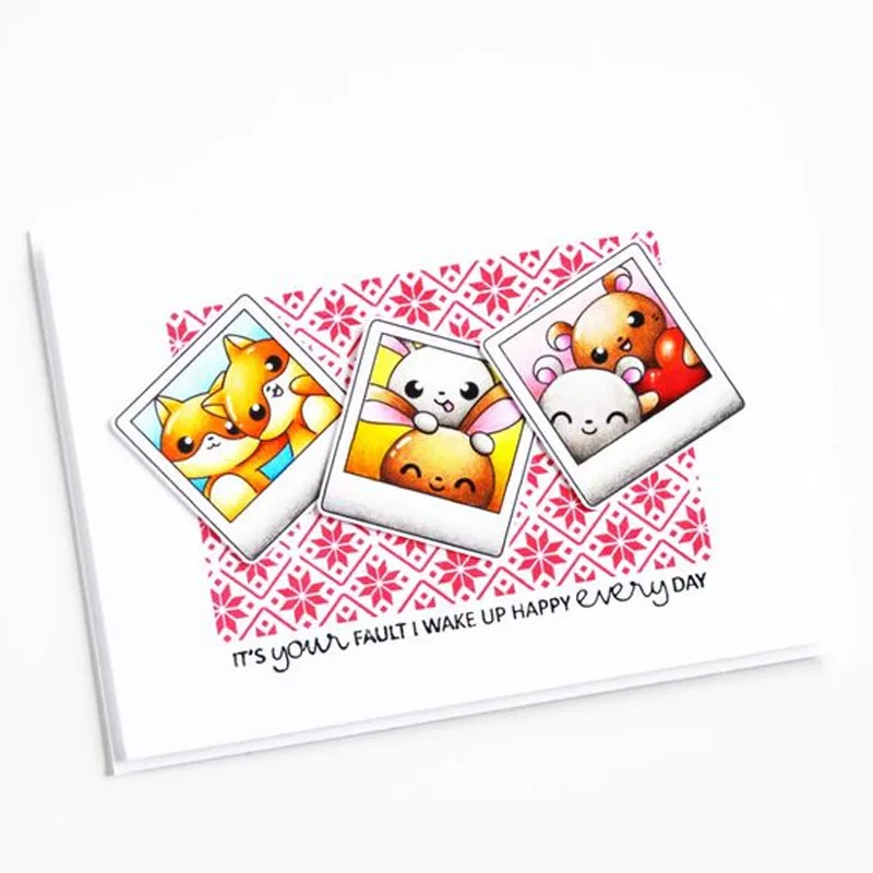 Отправка объятий и радуги прозрачный штамп + высечка очаровательных животных