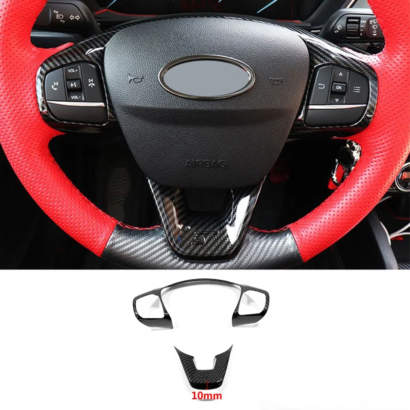

For Ford Transit 2020 2021 Accessories ABS Carbon fiber ST Car steering wheel trim control button frame cover Car Styling