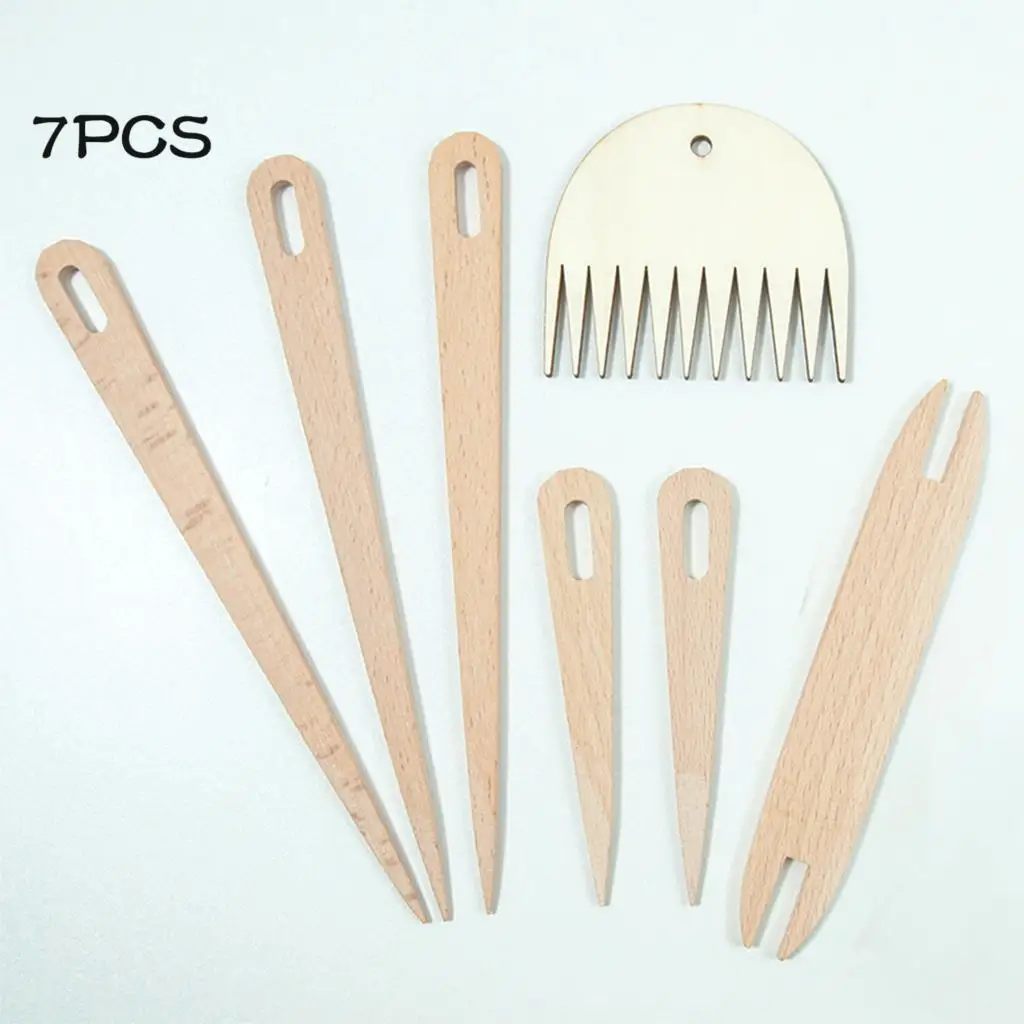 

5 Pcs Wood Hand Loom Stick Set Wooden Tapestry Knitting Big Eye Needle Tapestry