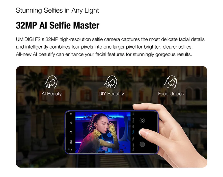 UMIDIGI F2 Android 10 глобальная версия 6,5" FHD+ 6GB 128GB 48MP AI Quad camera 32MP Selfie Helio P70 мобильный телефон 5150mAh мобильный телефон